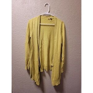 Moth By Anthropologie Open Front Long Cardigan Chartreuse Color Size Small